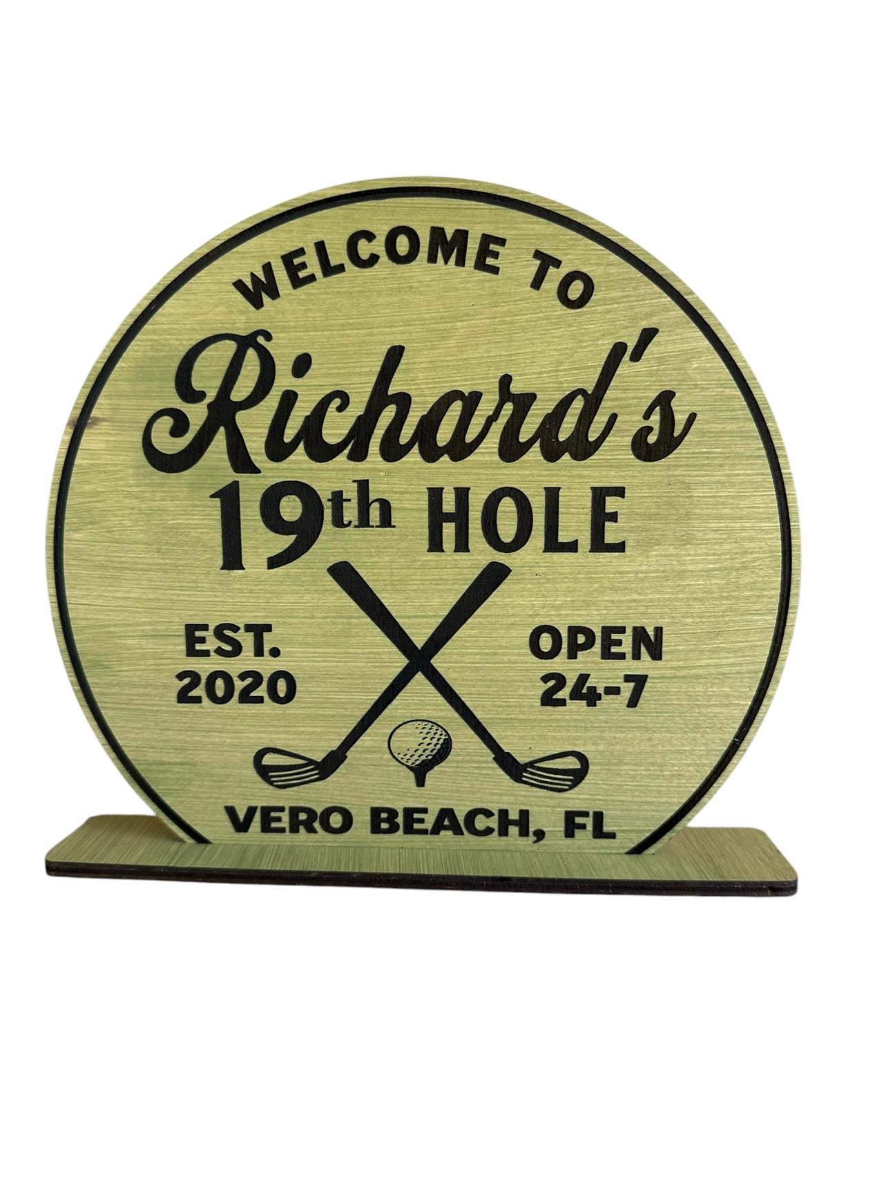 19th Hole - Round Self Standing Sign