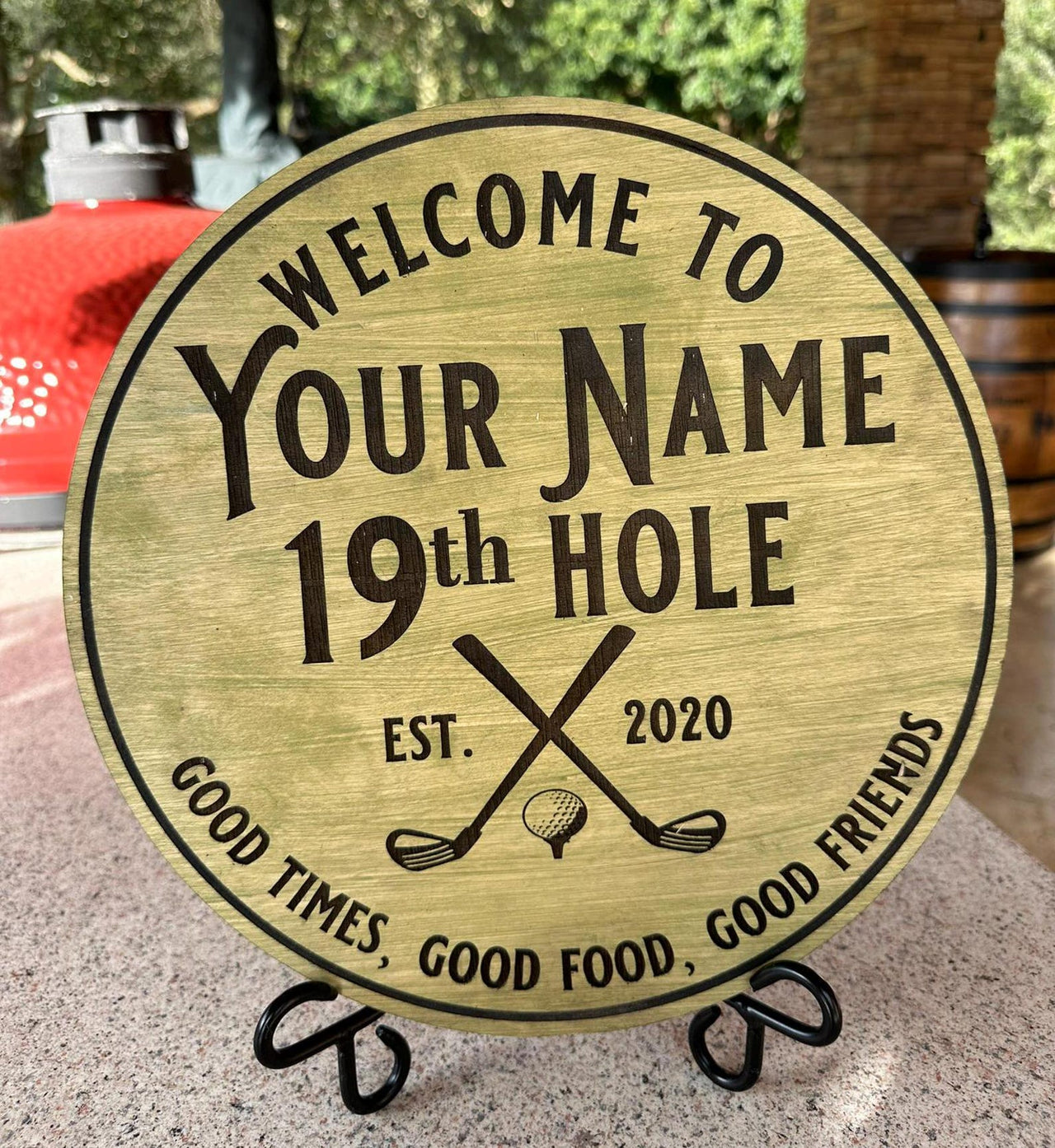 19th Hole- Simply Carved Wood Sign