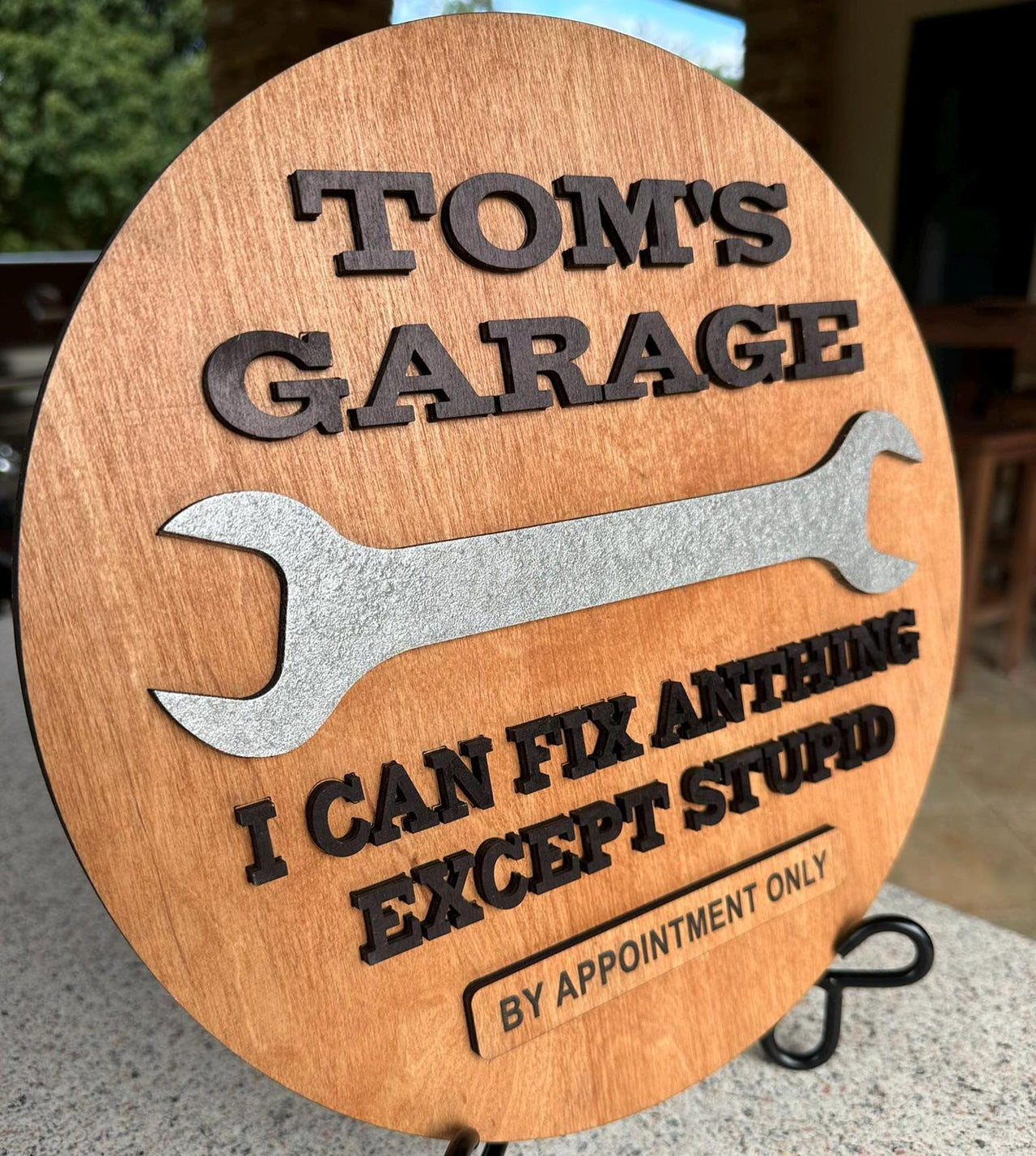 Garage Wrench Sign- Carved & Crafted Wood