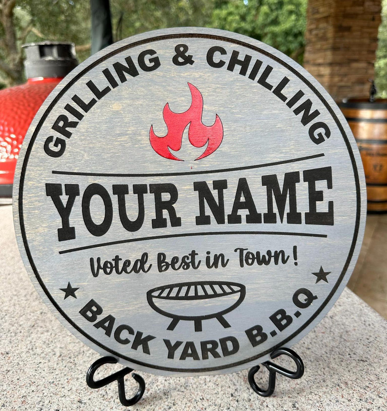 Grill & Chill - Simply Carved Wood Sign