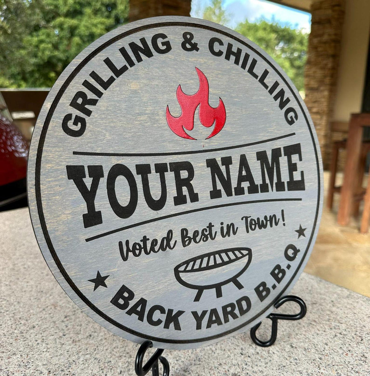 Grill & Chill - Simply Carved Wood Sign