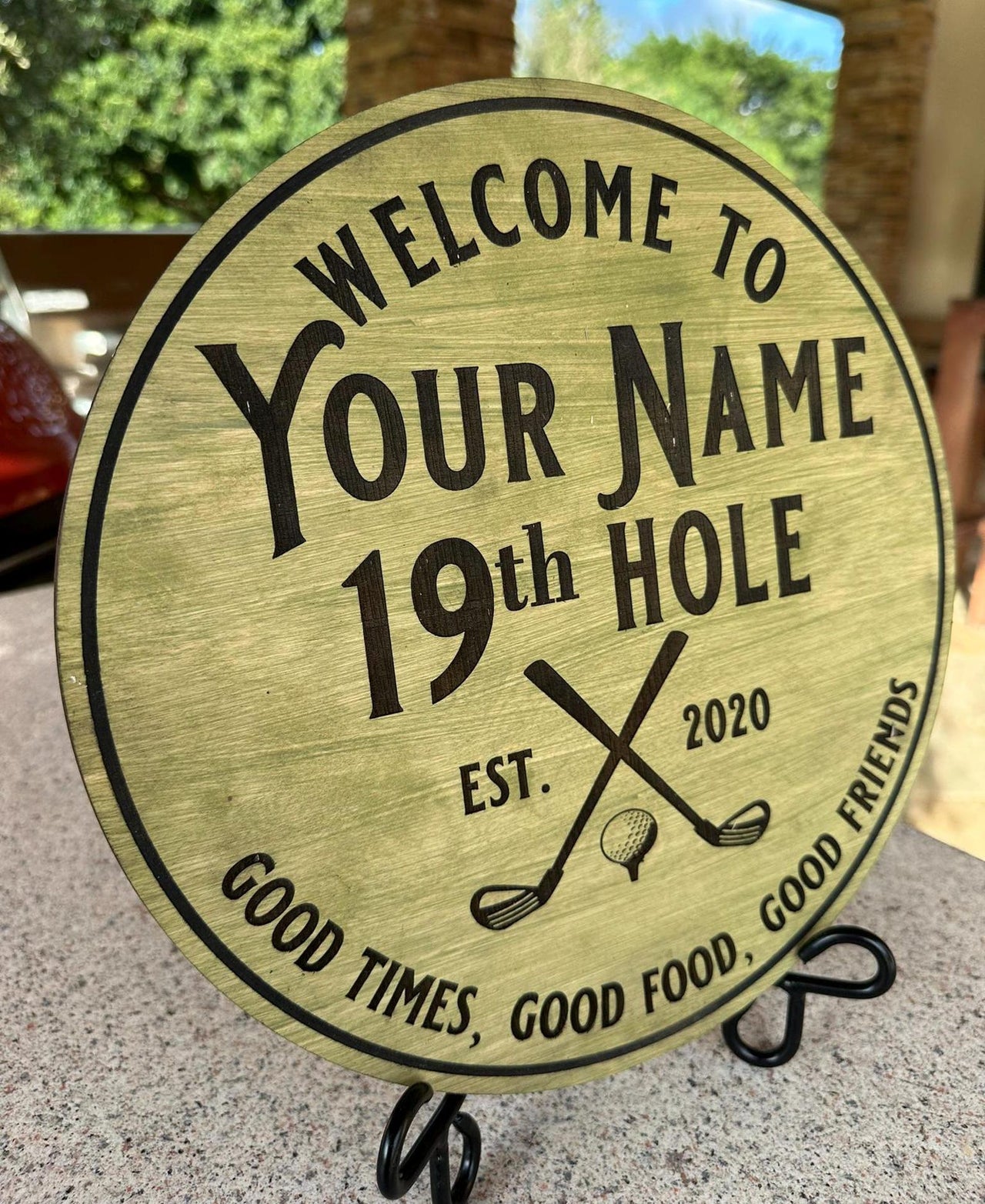 19th Hole- Simply Carved Wood Sign